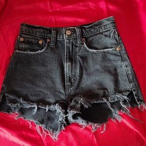 Abercrombie & Fitch Black Distressed High Waist Jean Shorts